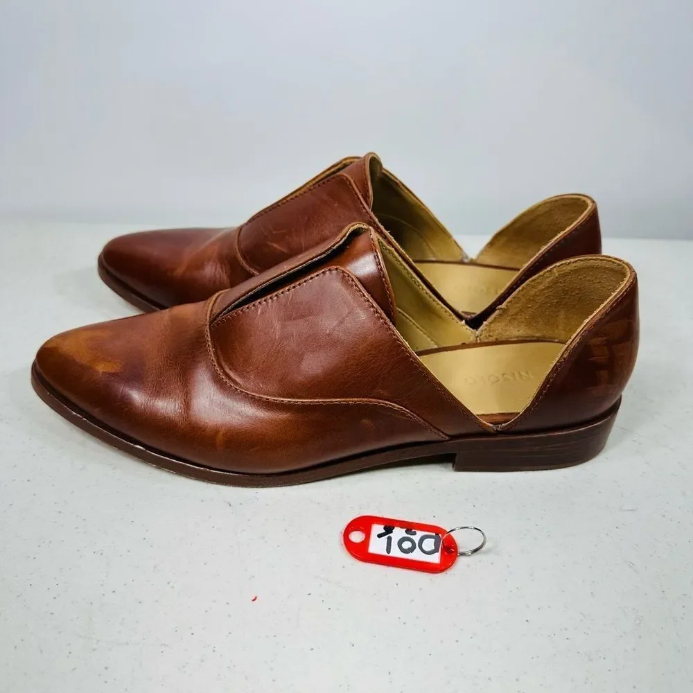 Nisolo Emma D'Orsay Oxford Brown Leather Slip On Shoes Flats size 10
